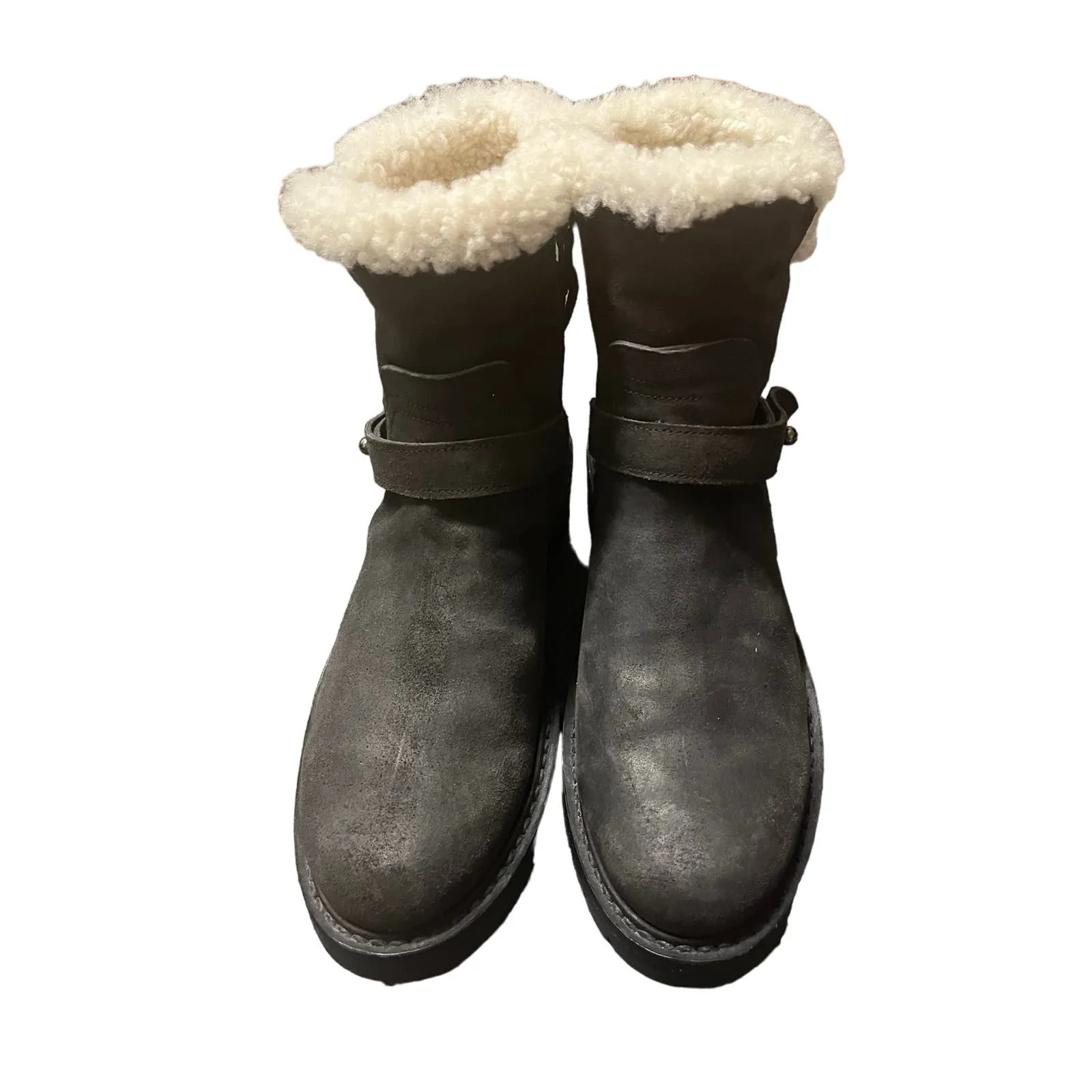 Rag & Bone Ashford black leather genuine shearling moto‎ snow winter boots 8.5 - Image 2