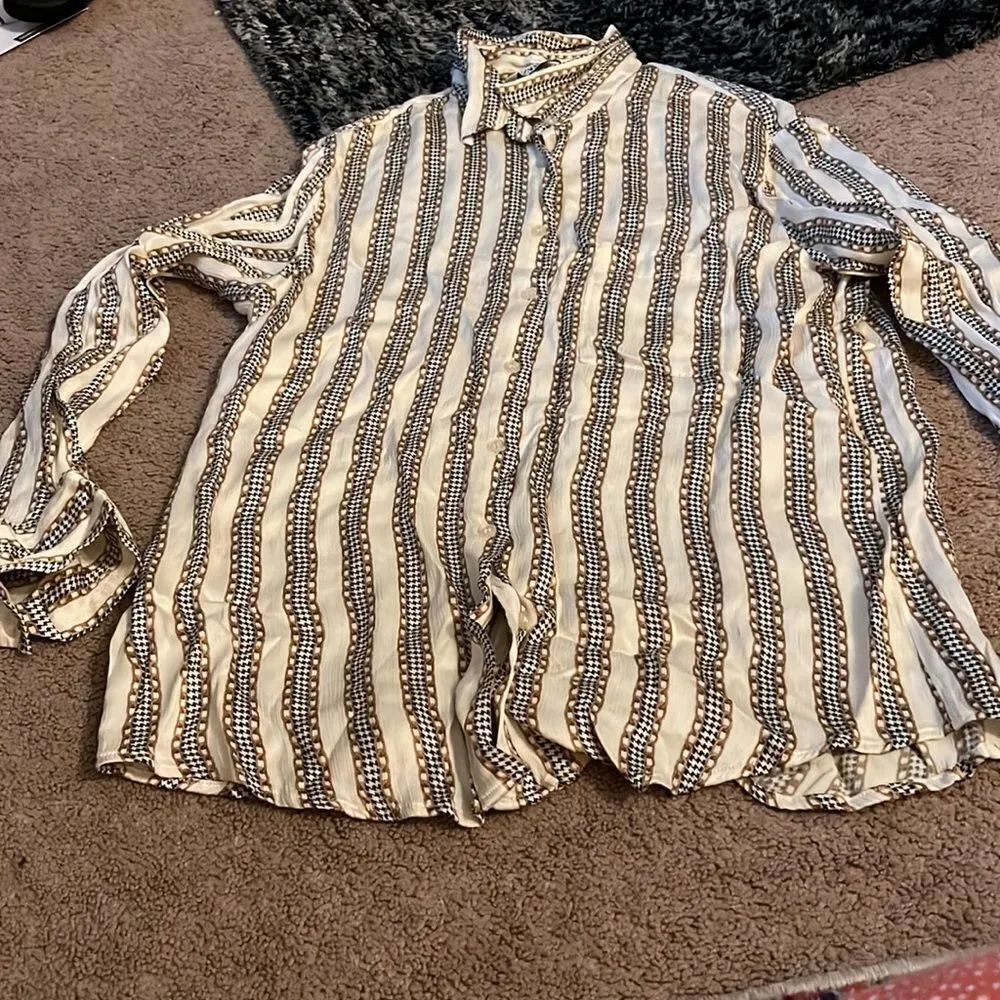 Zara gold chain print blouse M - Image 2