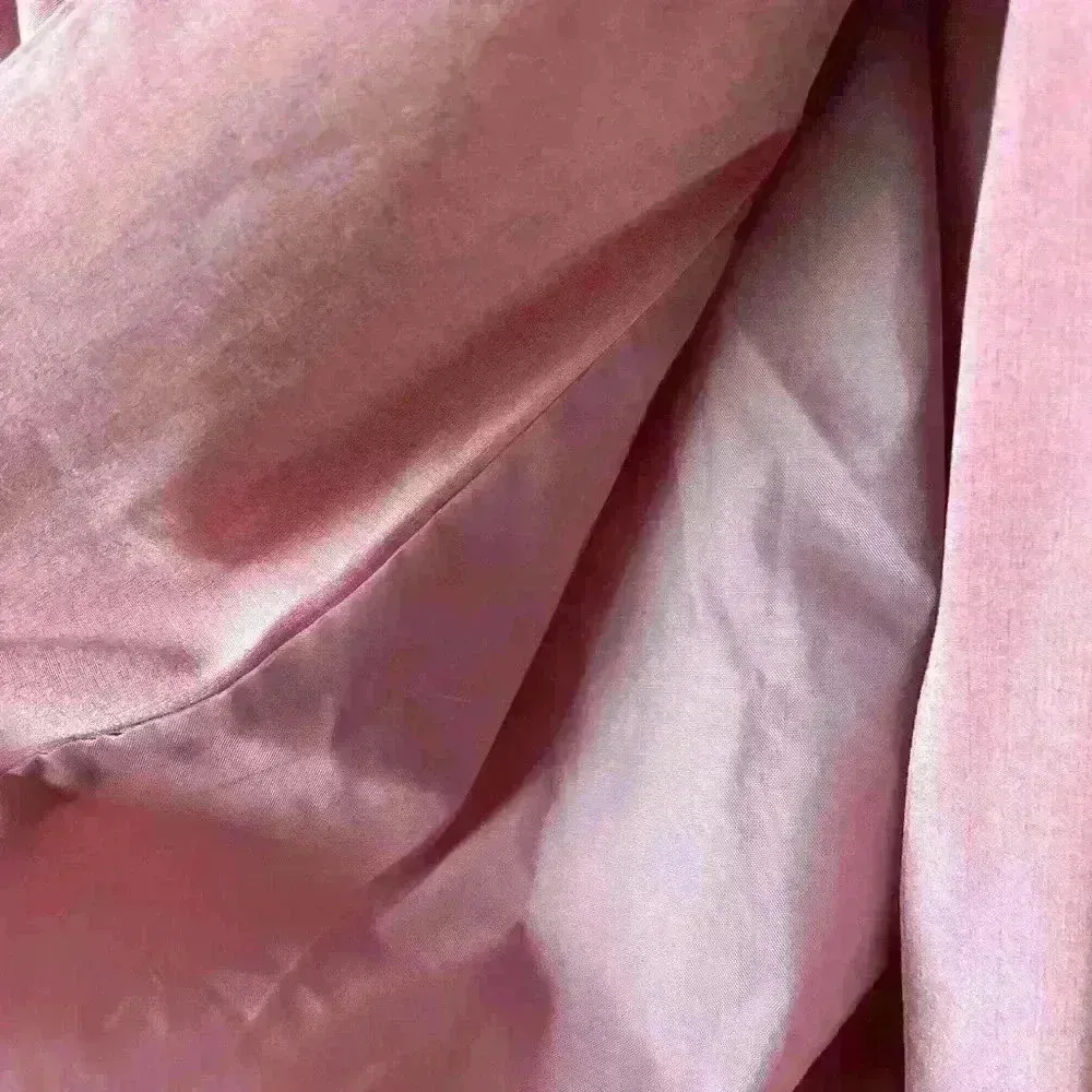 NWT vintage Gallery pink cape style, short trench coat with long lapel; M - Image 9