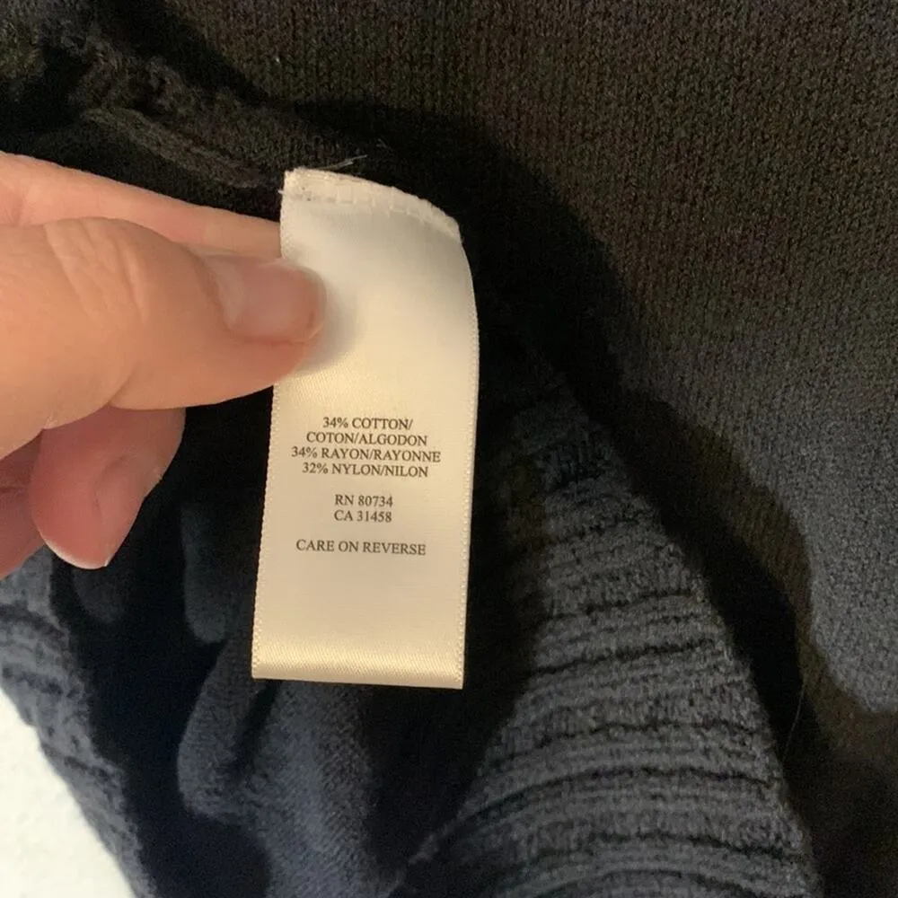 BCBG MaxAzria womens small cowl neck sweater tank black new braided knit turtle - Image 10