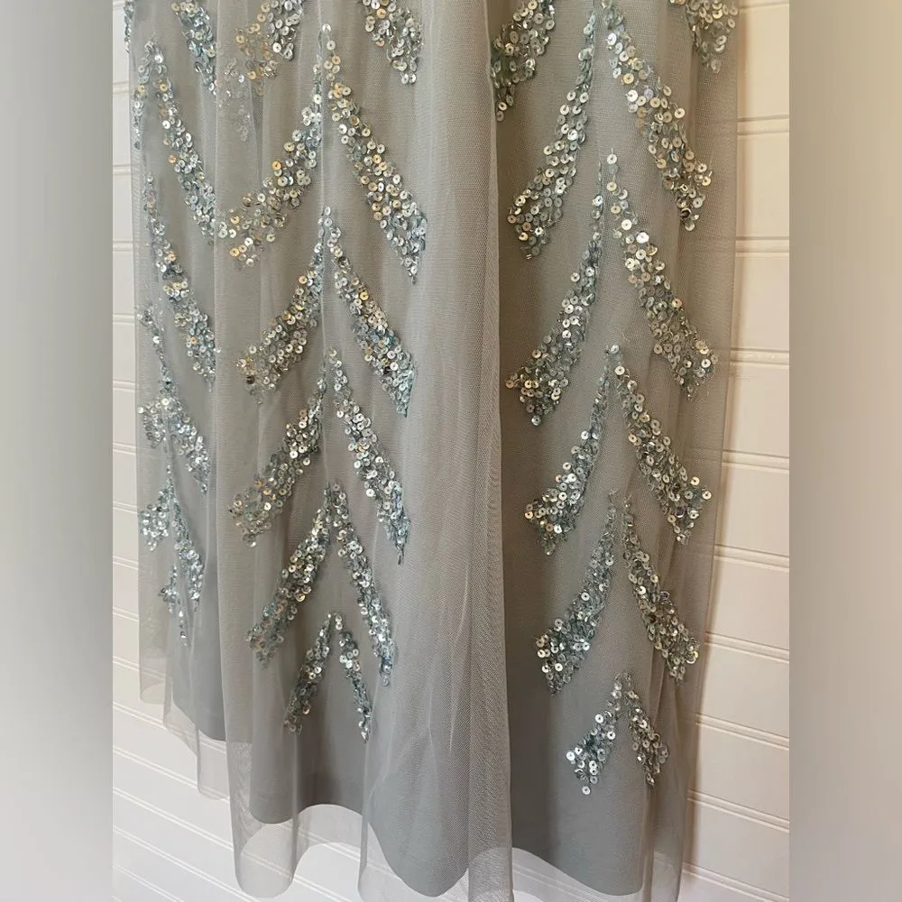 Adrianna Papell Sequin Beaded Midi Dress - Image 3