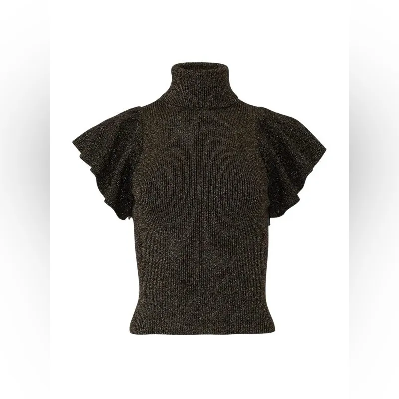 Revolve A.L.C. Minka Flutter Knit Top Small Metallic - Image 10