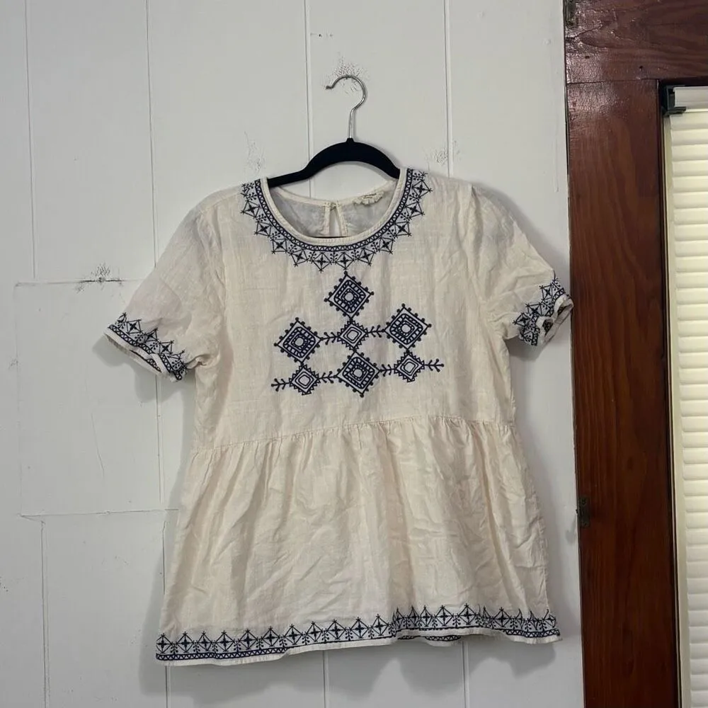 Orange Creek Navy‎ White Embroidered Top medium - Image 2