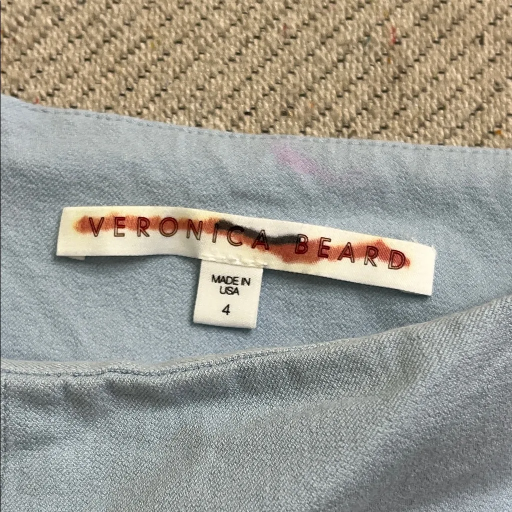 Veronica Beard Scuba Slim-Fit light blue back zip Cropped Pant, size 4, SAMPLE - Image 4