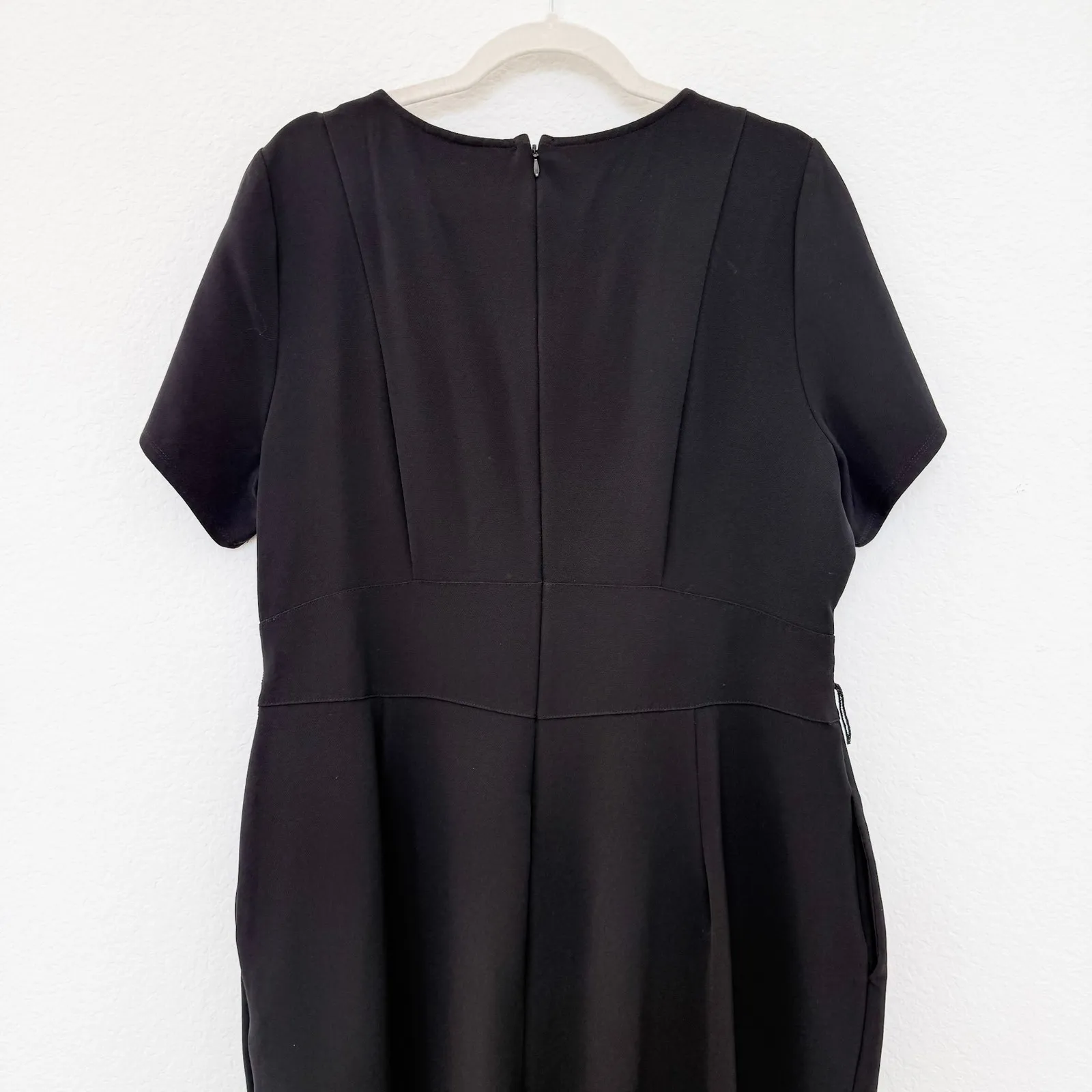 Lane Bryant Womens Jumpsuit Size 16 Black Short‎ Sleeve Wide Leg Minimalist Chic - Image 7