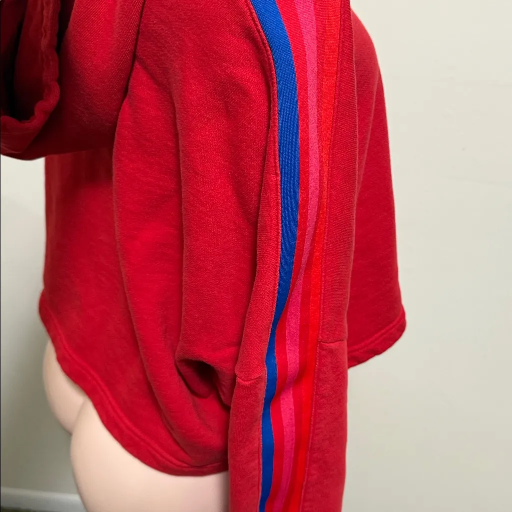 Adidas 3D trefoil woman size medium red hooded long sleeve cropped sweater - Image 7