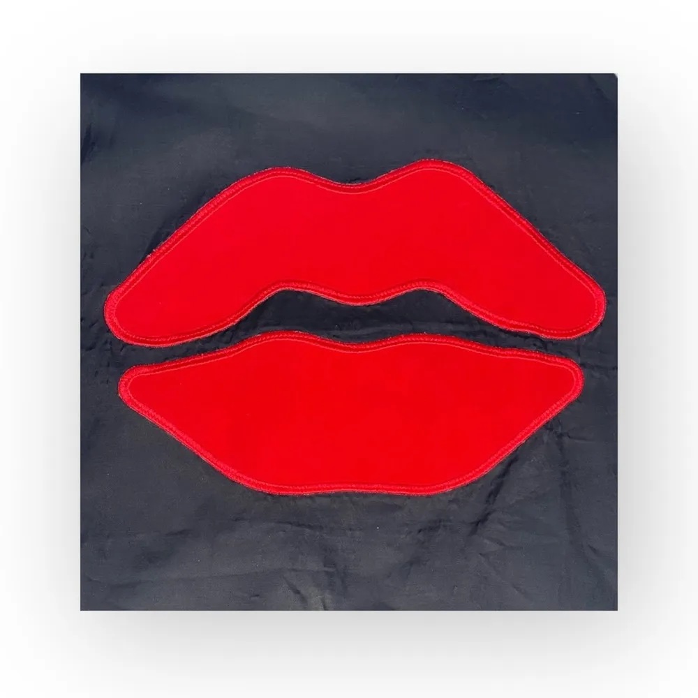 VHTF: Lauren Moshi ᨎ Haven Red Mouth Patch Silk Zip Bomber Jacket ᨎ B+W ᨎ Medium - Image 6