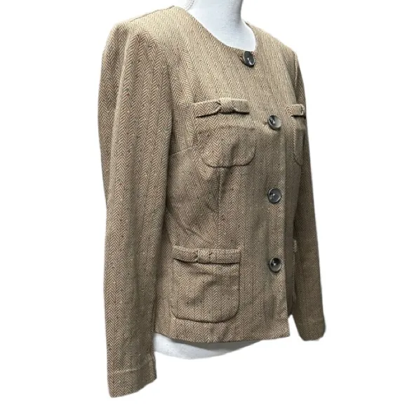 CAbi 3170 Women's Size M Penny Blazer Jacket Herringbone Fleck English Country‎ - Image 4