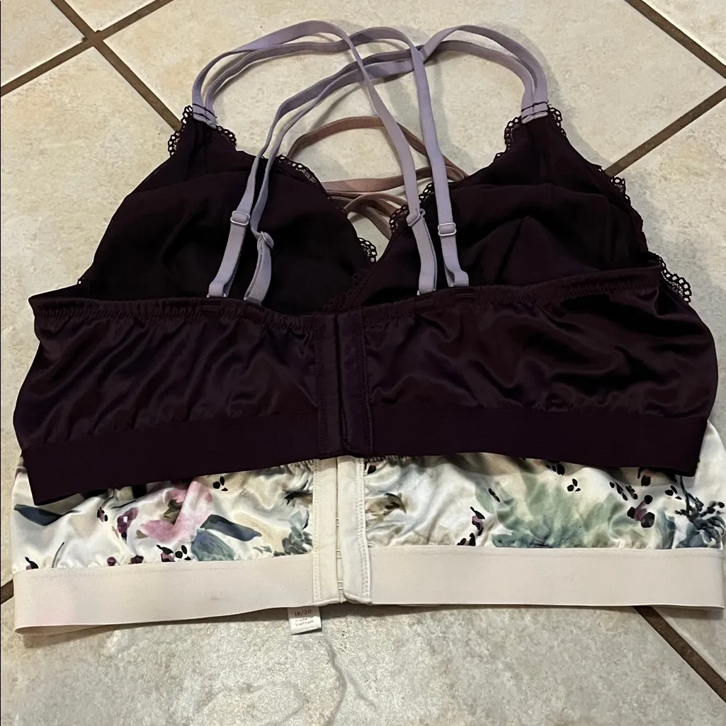 Cacique Floral and Purple Lace Bralette Set 18/20 - Image 3