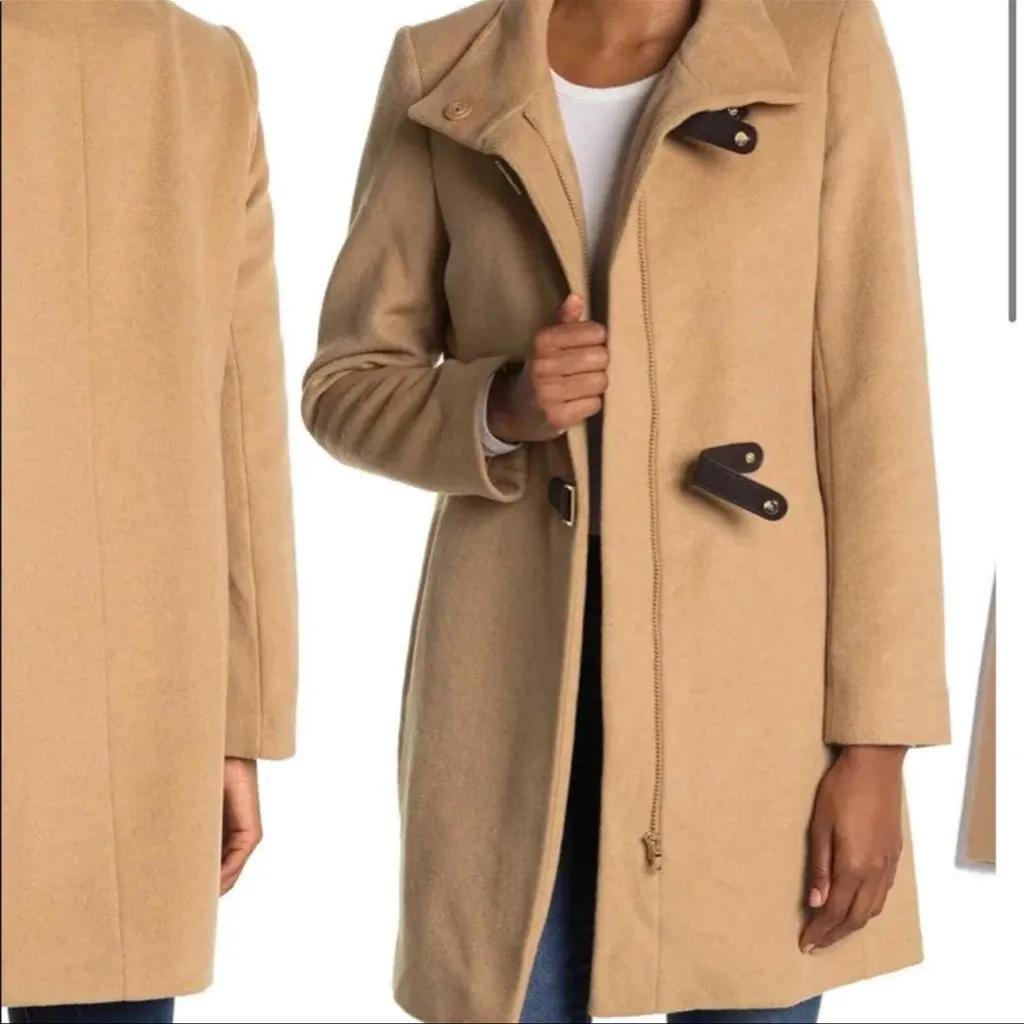 LRL Lauren Ralph Lauren Buckle-Front Walker Coat Wool Camel Color Size 12 Large - Image 15