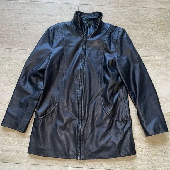 Colebrook 100% Leather Soft Black‎ Jacket Size M Full Zip Fully Lined Mid Length Black Size M - Image 3