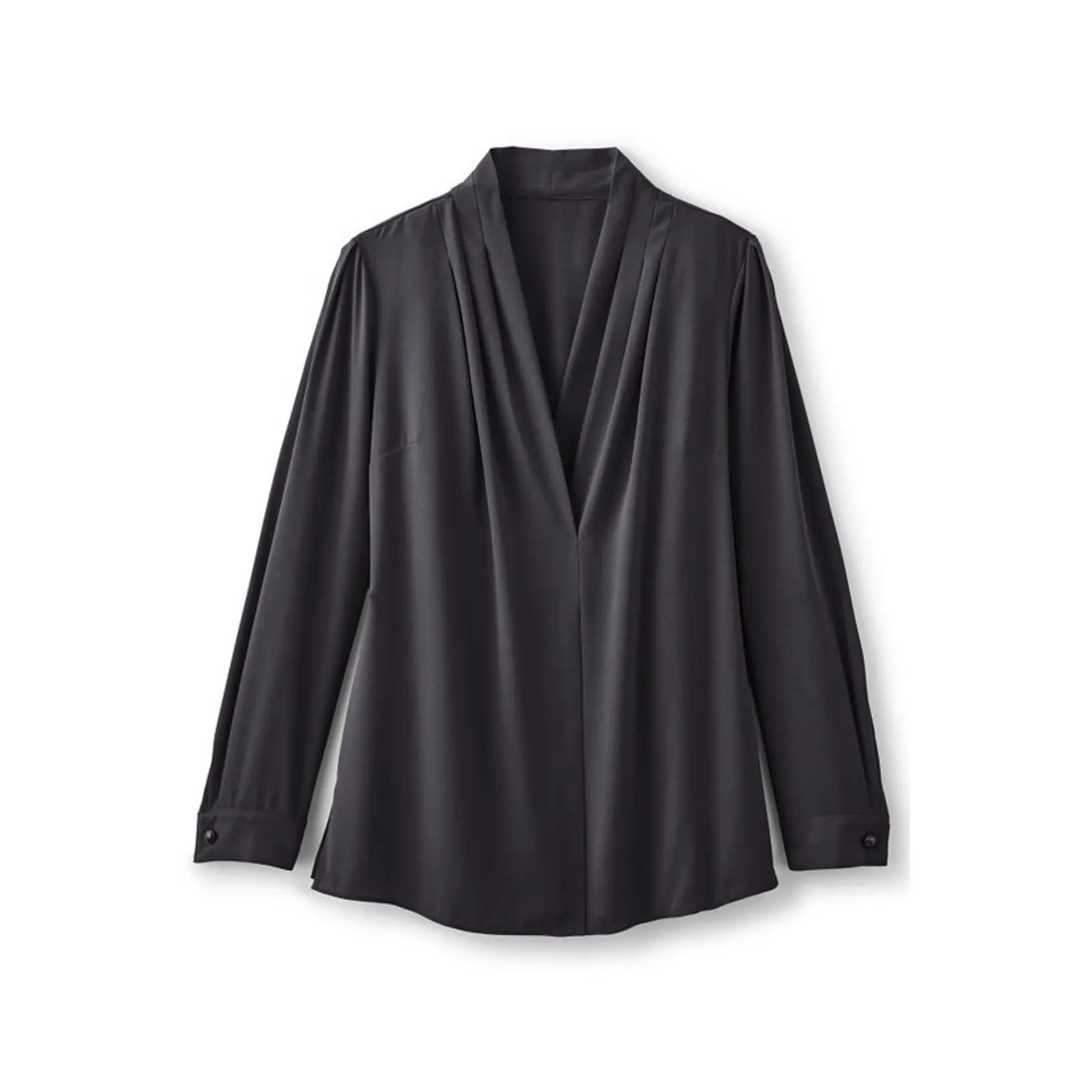 Soft‎ Surroundings Akira Blouse Black Womens 2X NEW NWT Long Sleeve Draped - Image 4