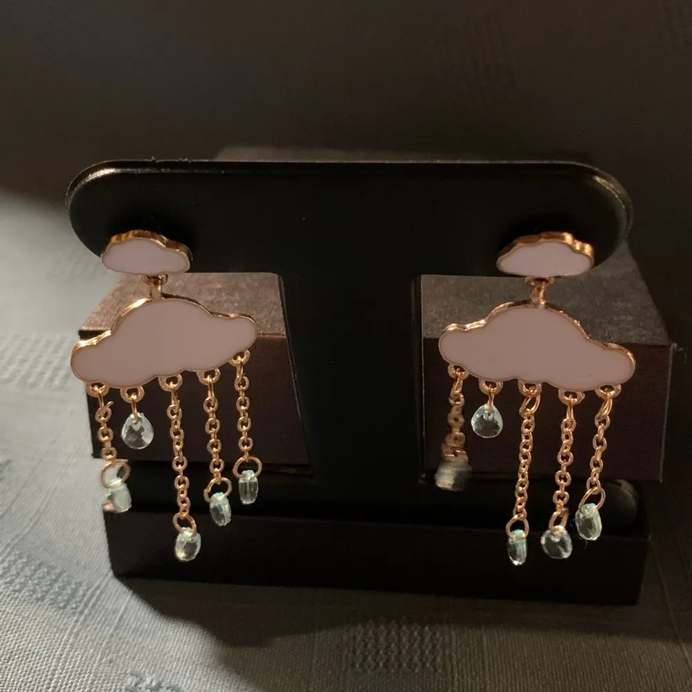 Enamel Rain Cloud Dangle Earrings - Image 2