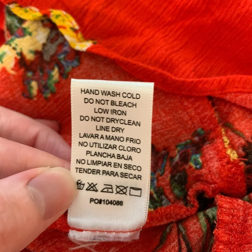 Staccato Floral Ruffle Tank Top Womens Size Large Red Sleeveless Casual Tiered‎ - Image 5