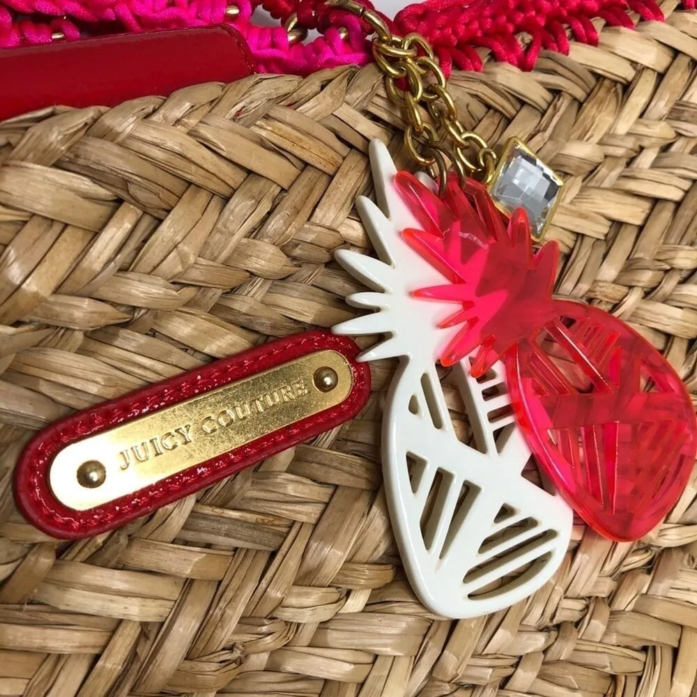 JUICY COUTURE Woven Seagrass Straw Tote Bag Purse Coastal Vacation Beach Charm - Image 2