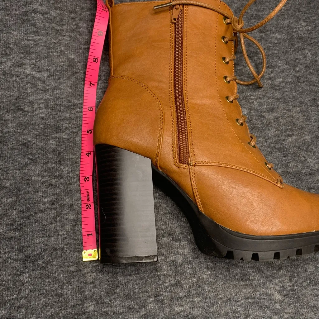 Tan Lace-Up Ankle Boots - Image 6
