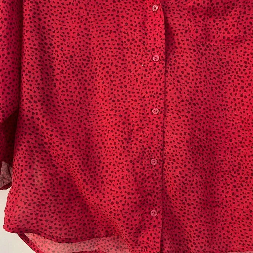 Loft Magenta Pink Cheetah Print Lightweight Blouse Size S - Image 3