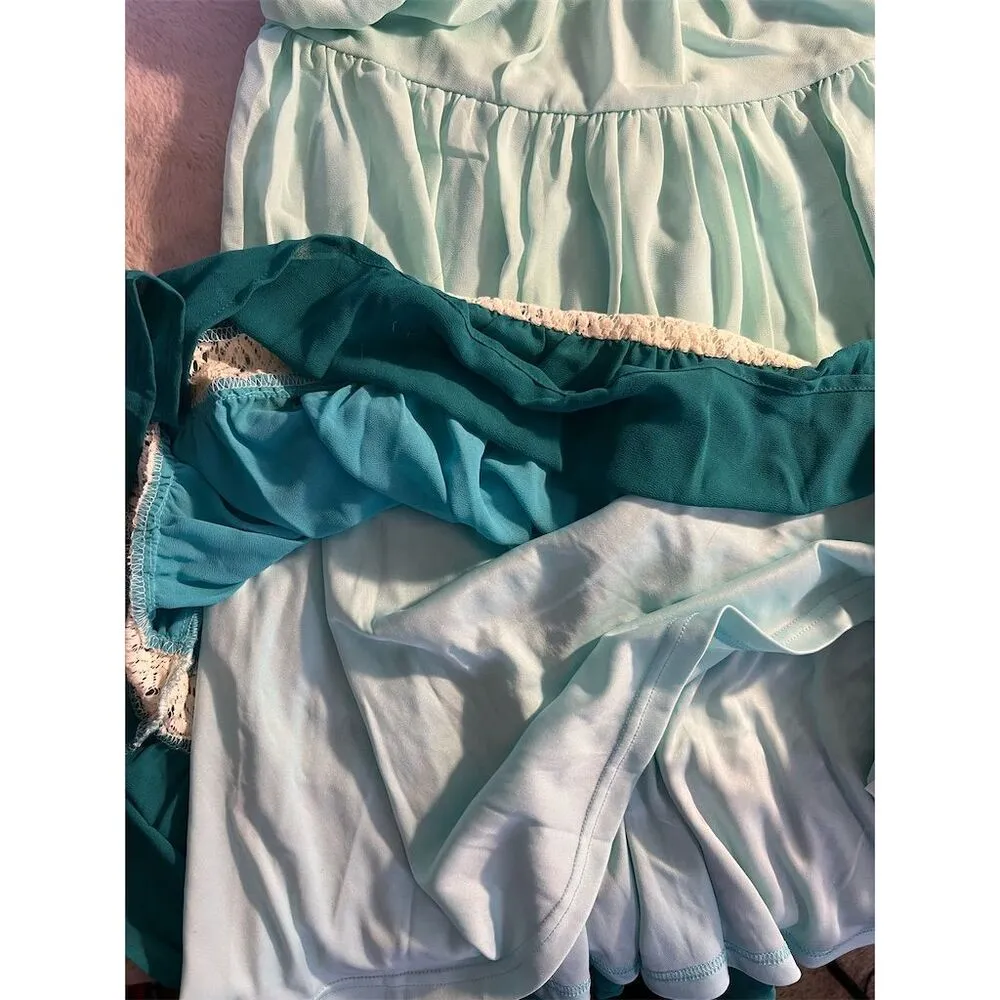 Women's Blue Ombre Lace Detail Midi Dress Size L Spring Elegant Size L - Image 8