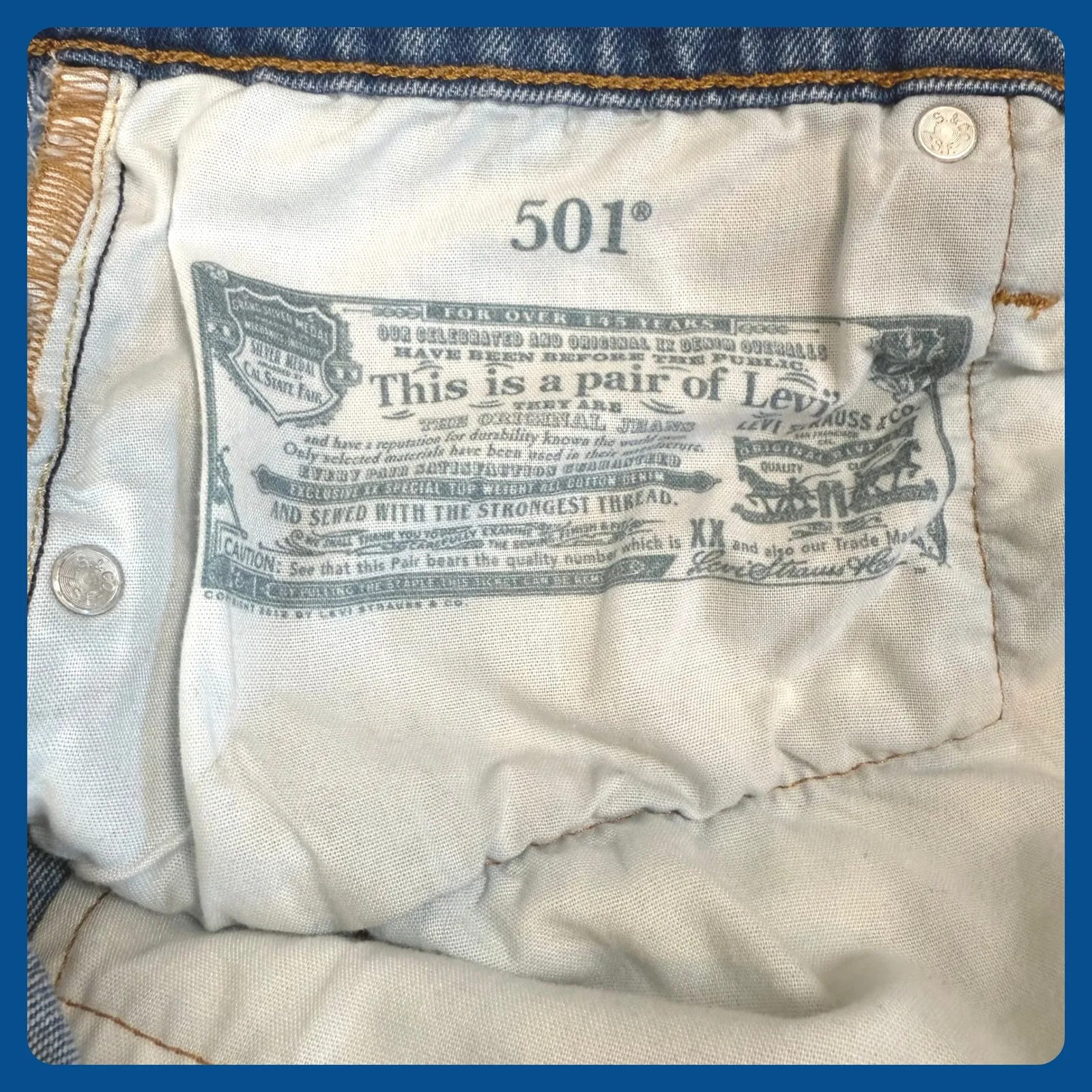 Levi's 501 Denim Shorts Women's Size 34 Blue Jean Cut Off Frayed Hem‎ Casual - Image 5