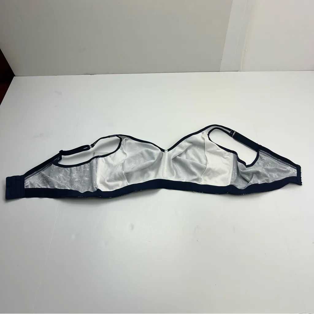 Catherines Intimates No Wire Cotton Comfort Blue White Snowflake Bra SZ 48DD NEW - Image 9