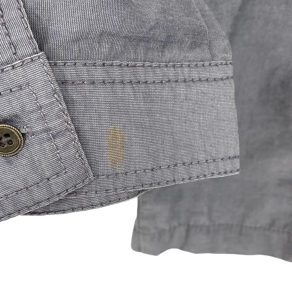 CHICO'S Chambray Blue Button Down Utility Shacket Shirt Size Small Relaxed Fit - Image 5