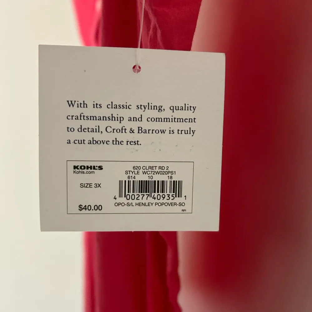 Croft & Barrow Red Sleeveless Blouse with Mandarin Collar NEW - Image 4