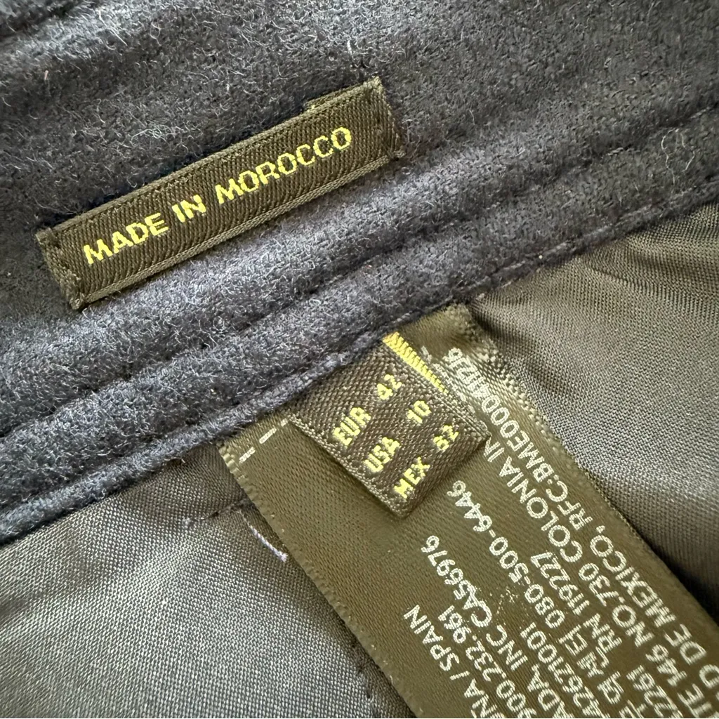 Massimo Dutti Wool Flannel Pants Navy Blue Sz 10 - Image 12