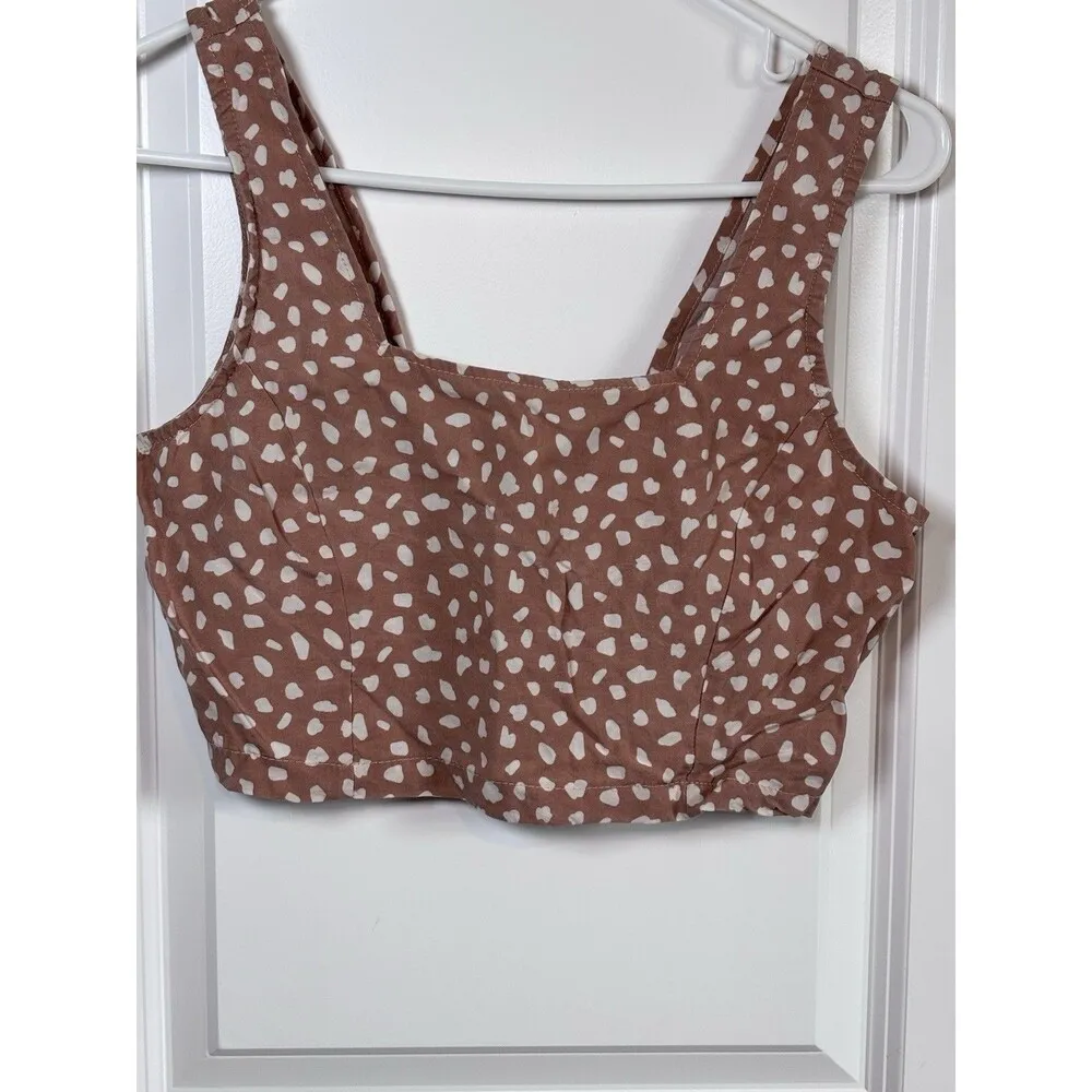 Thread & Supply Women Cropped Dot Tank Gold Rose sleeveless Size S - Image 2
