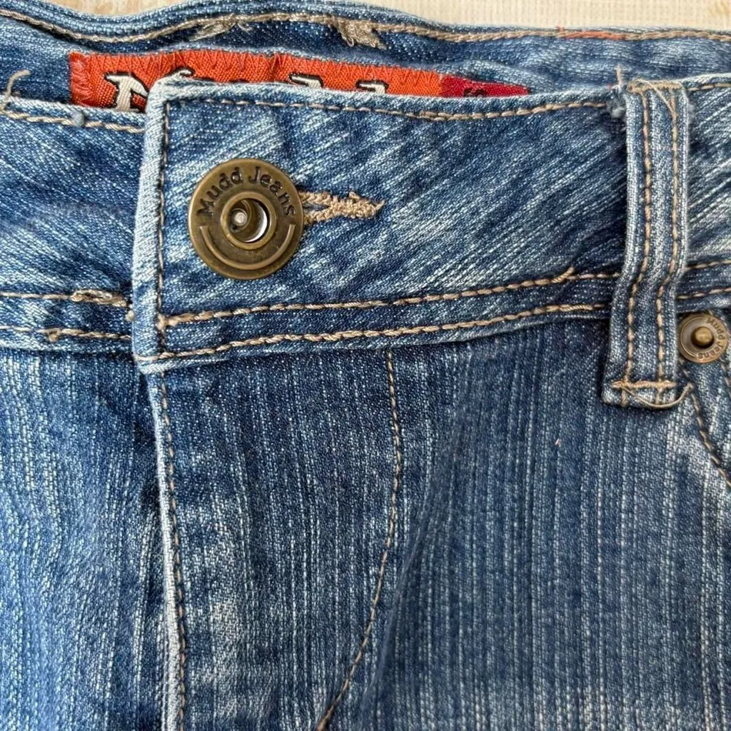 Vintage 90s y2k Mudd Jeans fairy grunge denim godet paneled raw hem midi skirt Blue Size M - Image 5