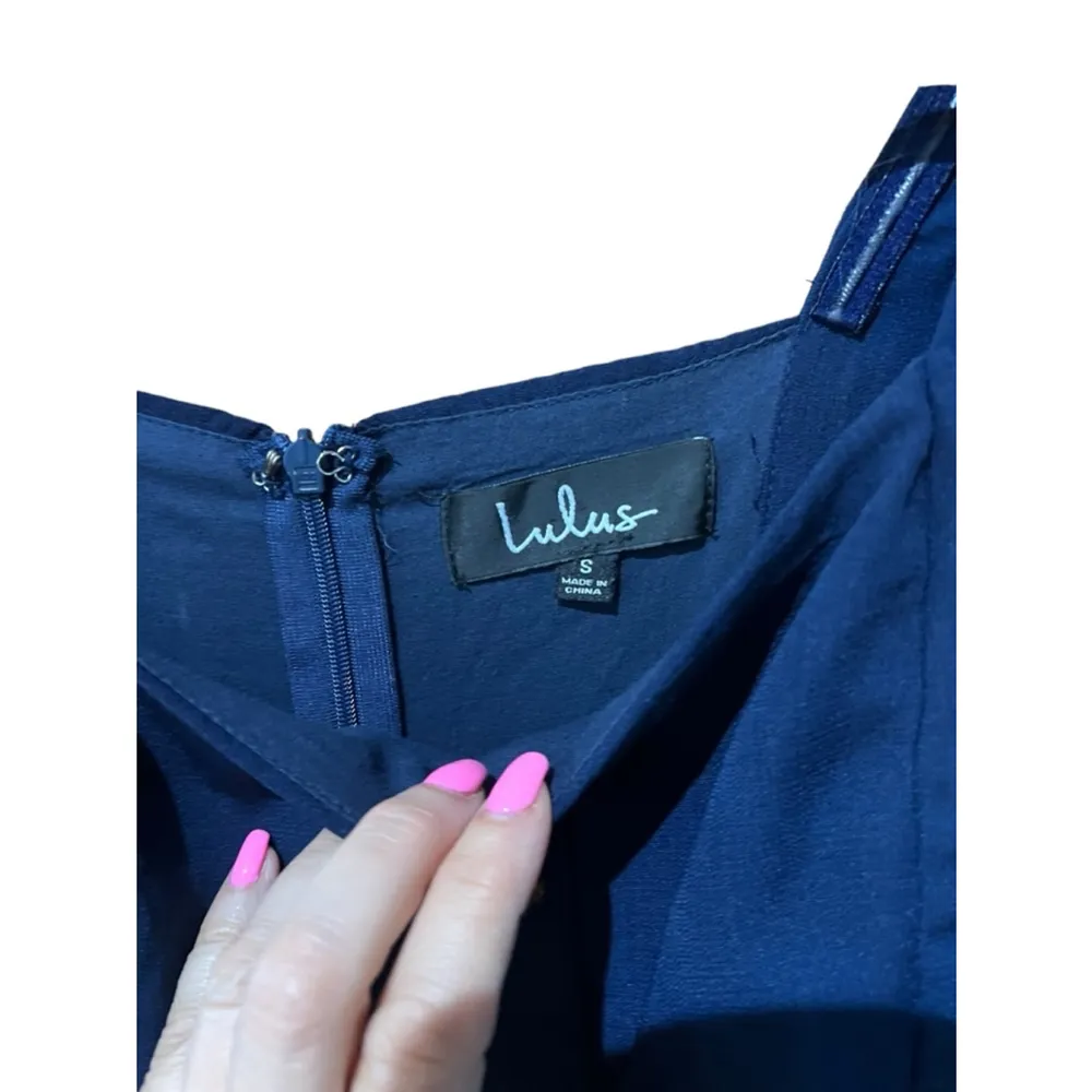 Lulus Blue Button Front Bow Sleeve Mini Dress Women’s Size Small - Image 2