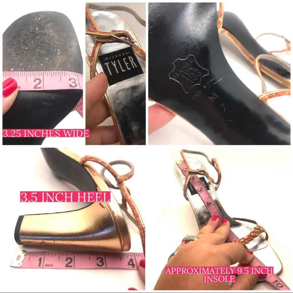 VINTAGE 1990'S RICHARD TYLER COPPER & GOLD BRAIDED LEATHER PUMPS (7M) Size 7 - Image 12