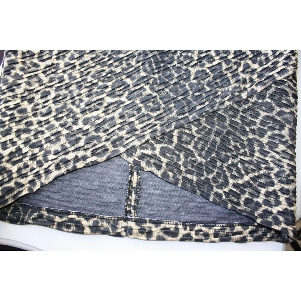 NEW Torn by Ronny Kobo Kaitlyn Pleated Cheetah Mini Dress L 6/8 $215 - Image 6