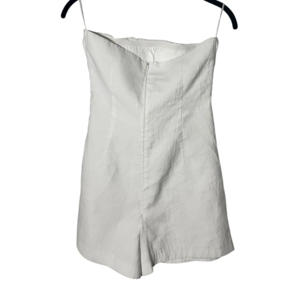 Zara SZ S white draped strapless romper - Image 4
