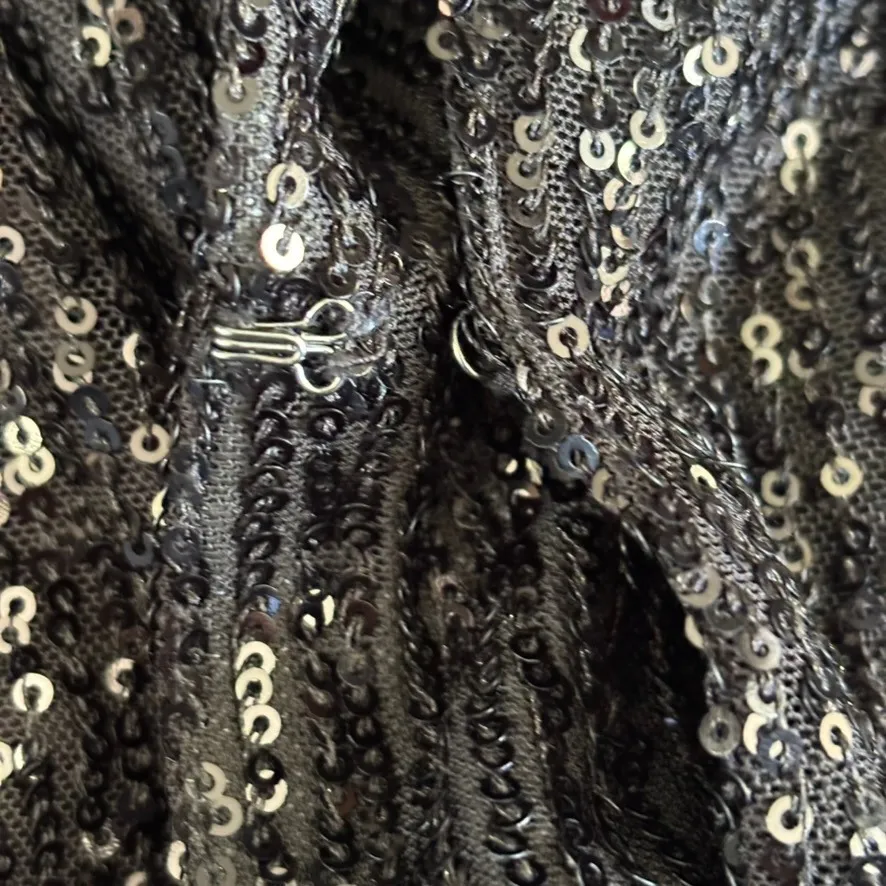 Nanette Lepore Sequin Jacket Sz M Black Ostrich Feather Trim NYE‎ Holiday Party - Image 10