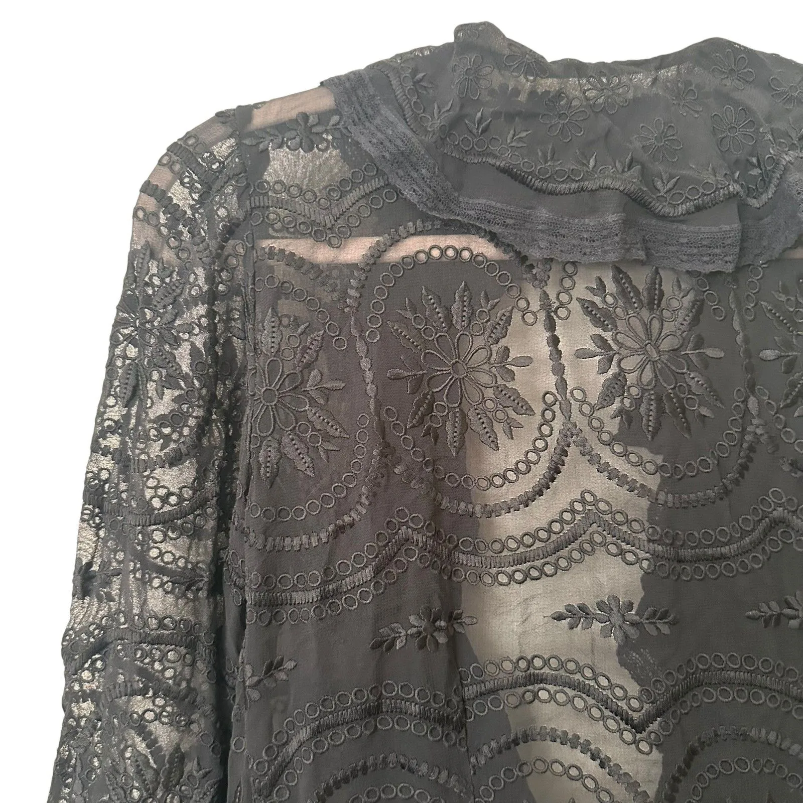 NEEDLE & THREAD Lace Ruffled‎ Wrap Midi Dress Black Sz 6 - Image 5