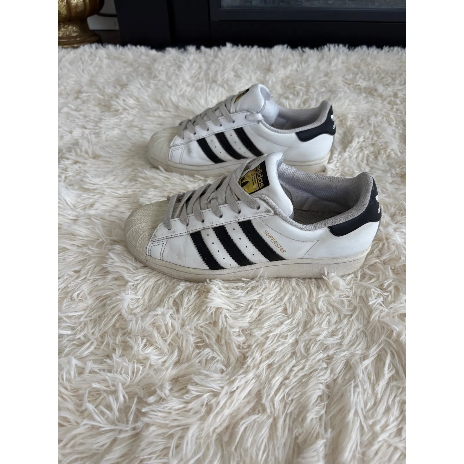 Adidas Superstar White Black Stripe Sneakers Casual Comfort Athleisure‎ Shoes - Image 3