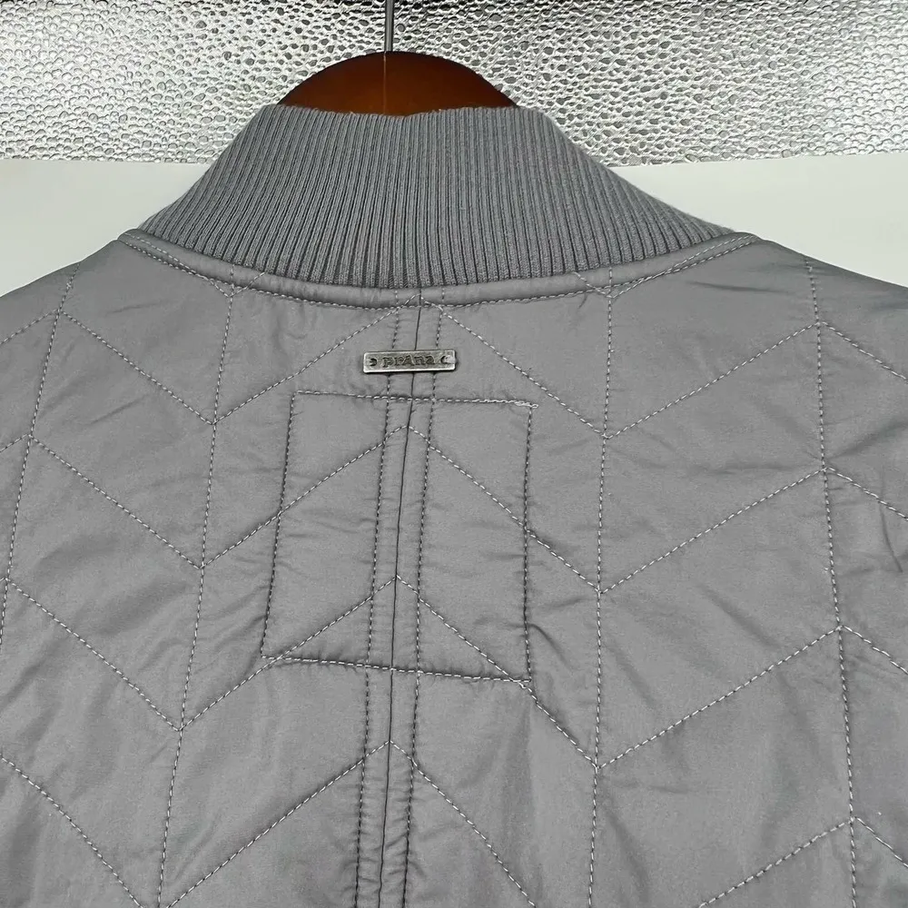 Prana Diva Varsity Jacket Vapor Gray Sherpa Lined Womens Size XS Bomber pockets - Image 4