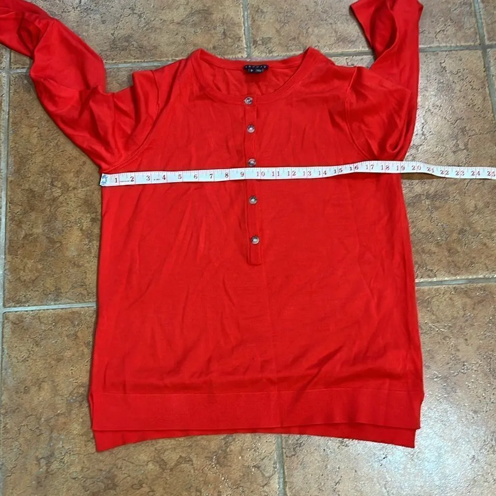 Theory Womens Long Sleeve half button down Wool Knit Sweatshirt size L - Image 7