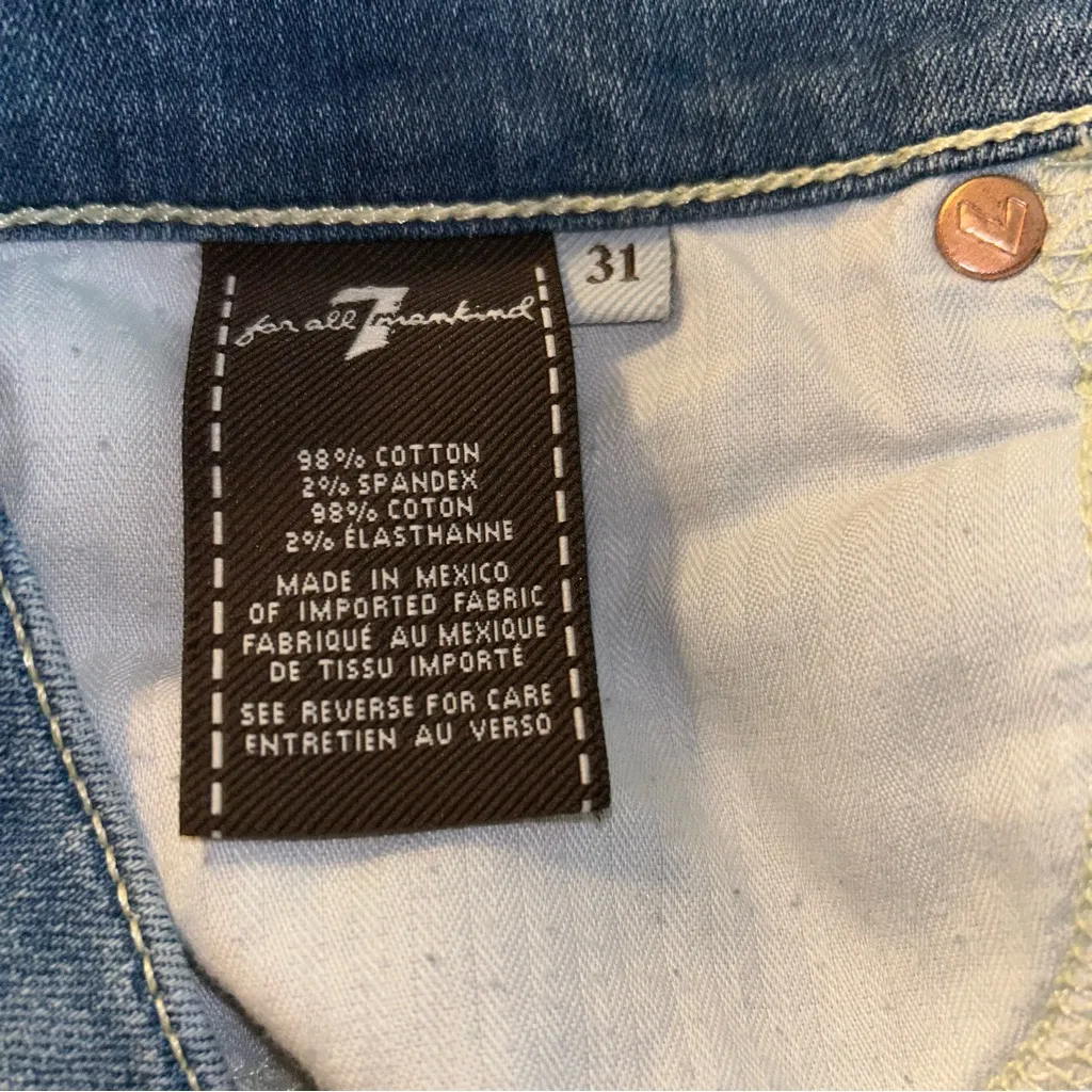 7 For All Mankind Gwenevere light blue mid rise skinny jeans size 31 zipper fly - Image 7