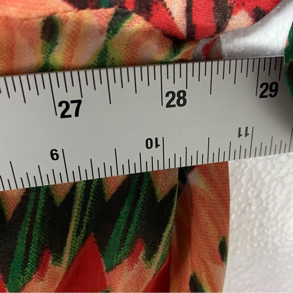 Antilia Femme Blouse Women 3X Sheer Aztec Deep V Neck Western Bohemian Polyester Orange - Image 9