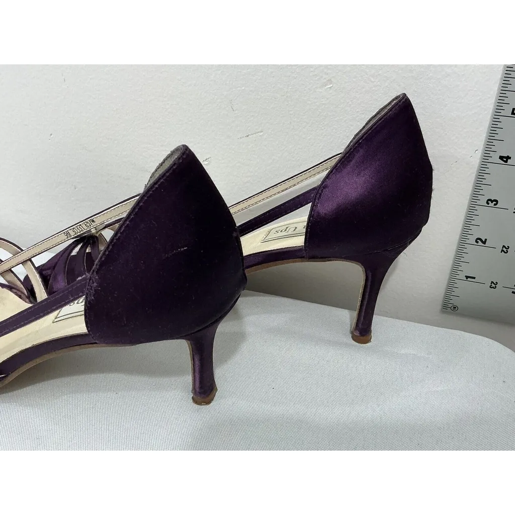 Womans Touch Ups Purple 9 M Slip On Strappy Open Toe Heel Pumps Rhinestone - Image 4