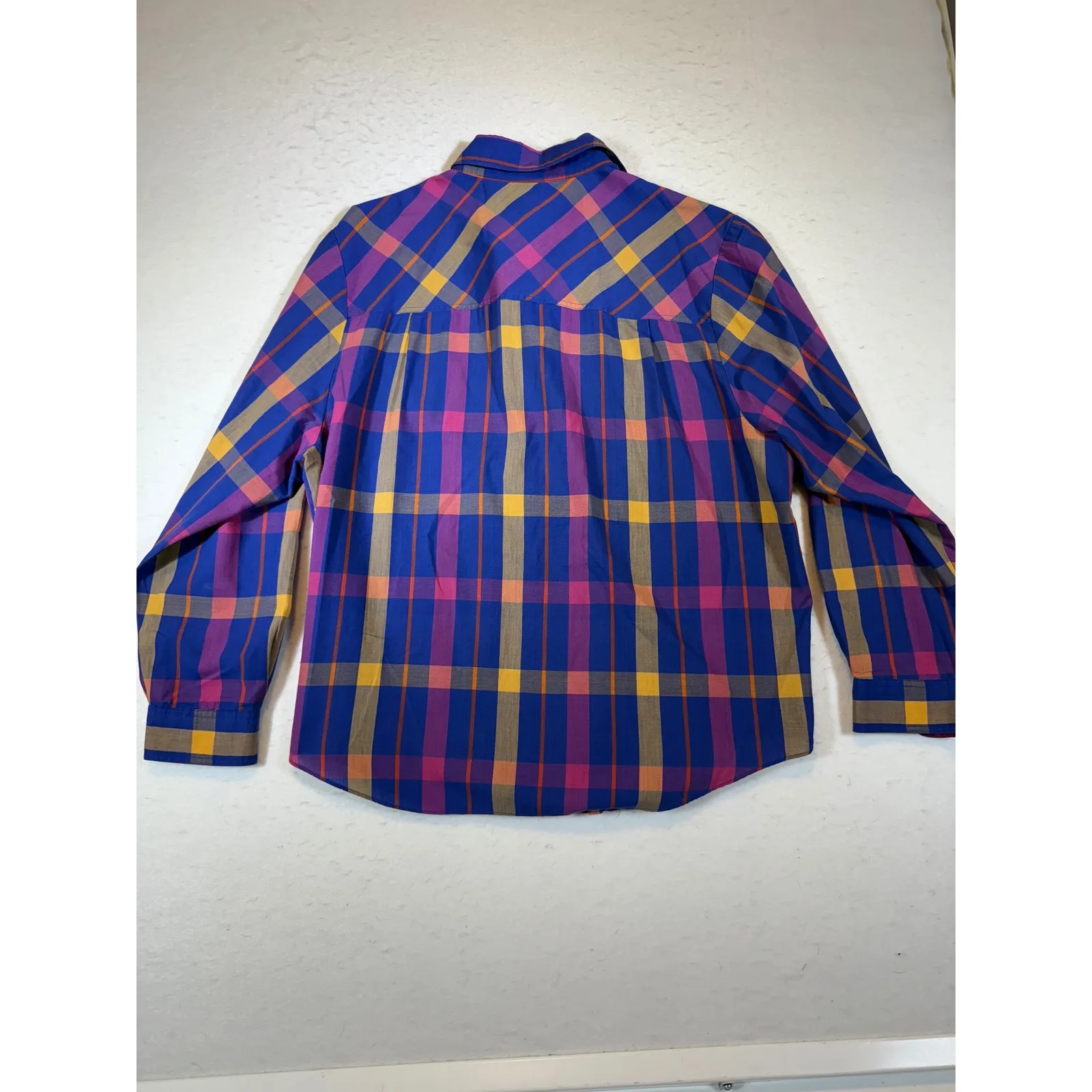 Collectibles Plaid Button Up Shirt Women's Size 18 Blue Pink Yellow Long Sleeve Purple - Image 2