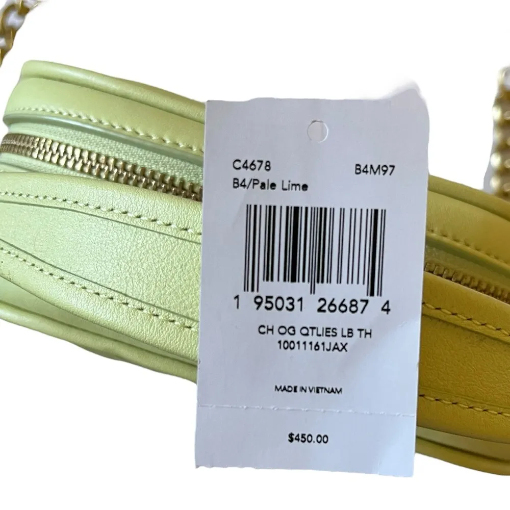 Coach classic lunchbox top handle purse pale lime with optional crossbody chain - Image 5