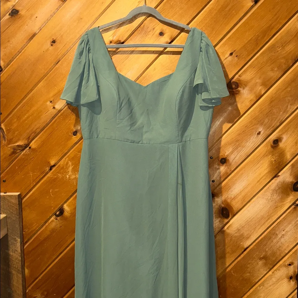 Revelry Madeline Convertible Chiffon Bridesmaid Dress in Sage Green Size undefined - Image 5