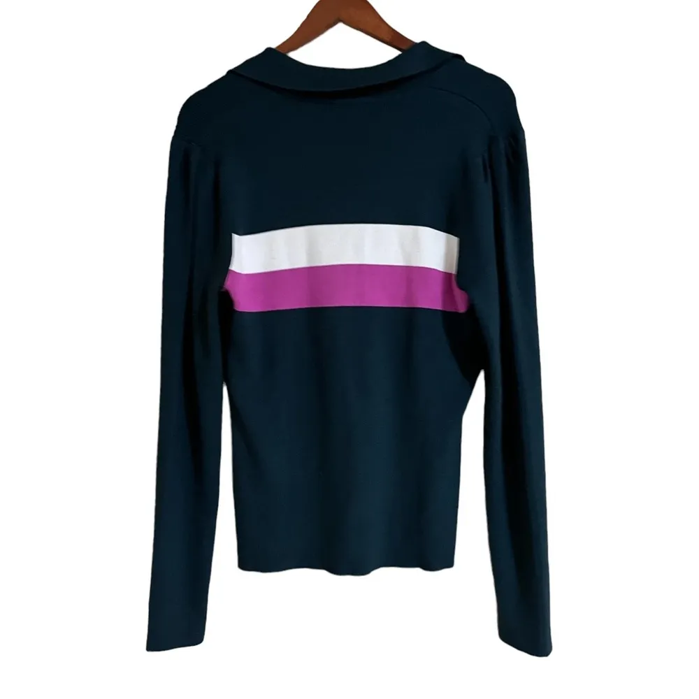 NWT Anne Klein Sport Fiona Long Sleeve V-Neck Polo Pullover - Image 4