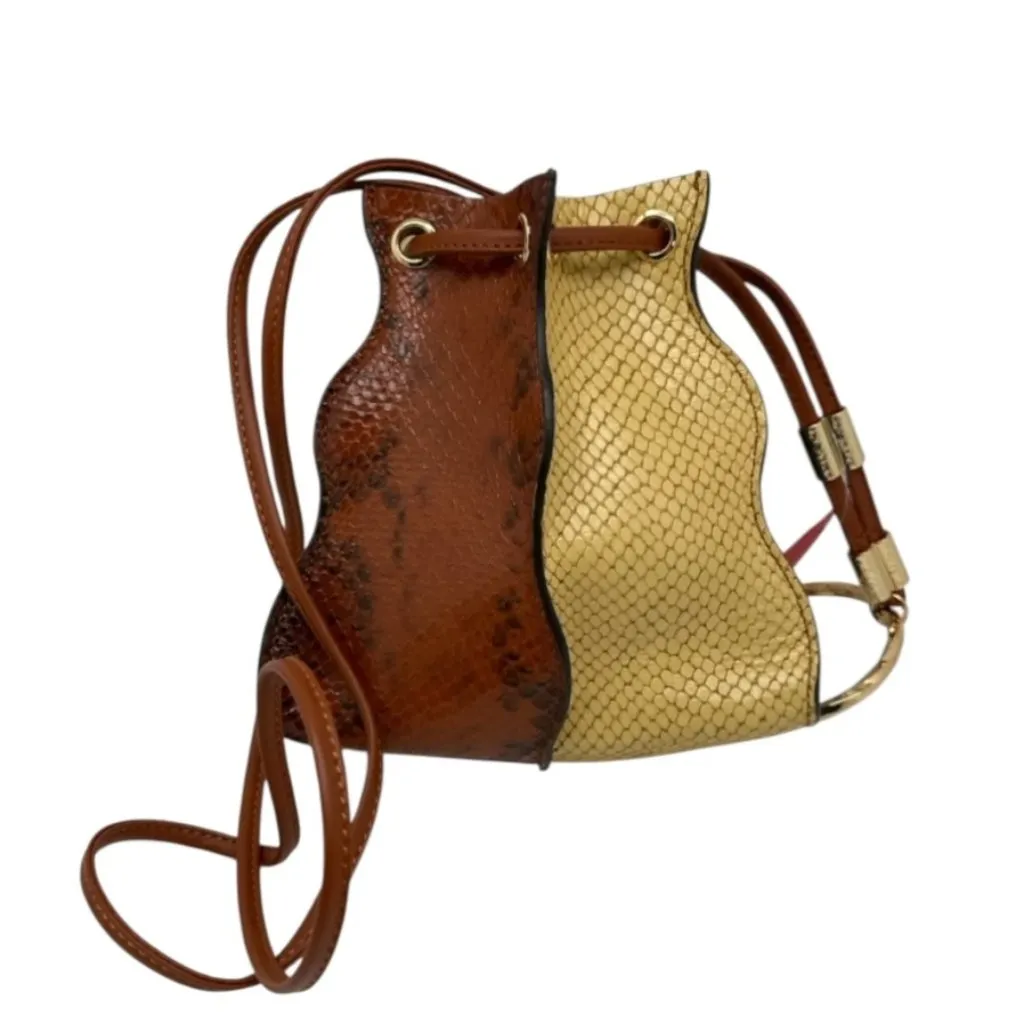 NWT Ulla Johnson Adria Pleated Wave Snake-Embossed Leather Pochette Handbag - Image 11