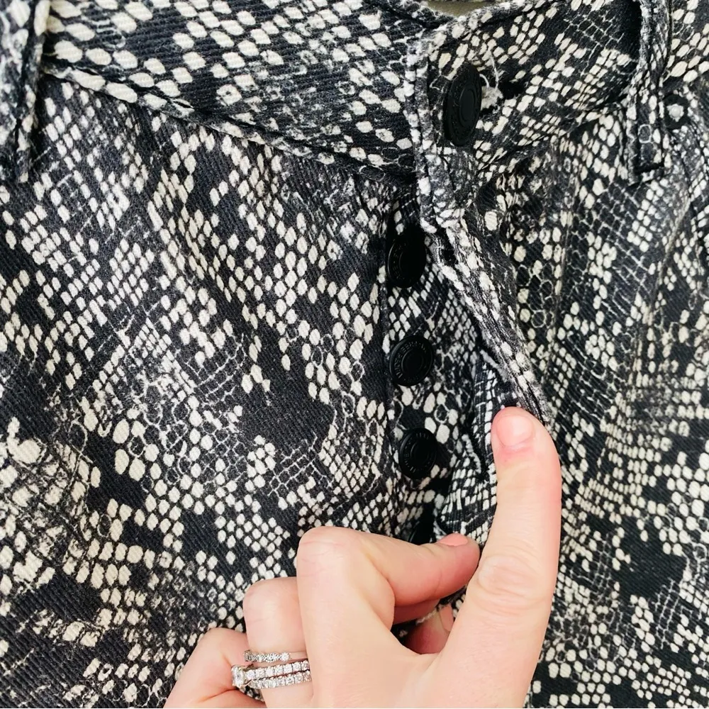 Free People Maggie Mid-Rise Printed Jeans Black/White Sz 25 - Image 4