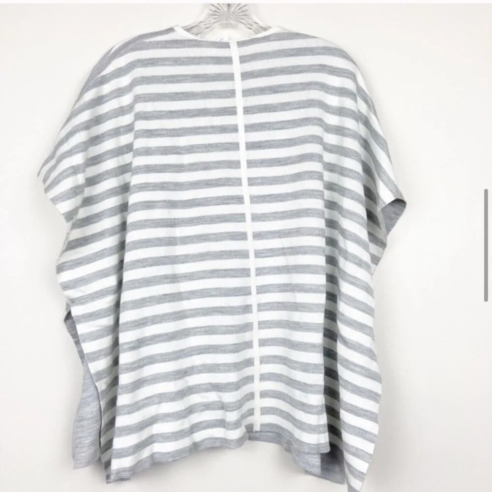 St. John Gray White Wool Blend Striped Reversible Cape Sz S - Image 5