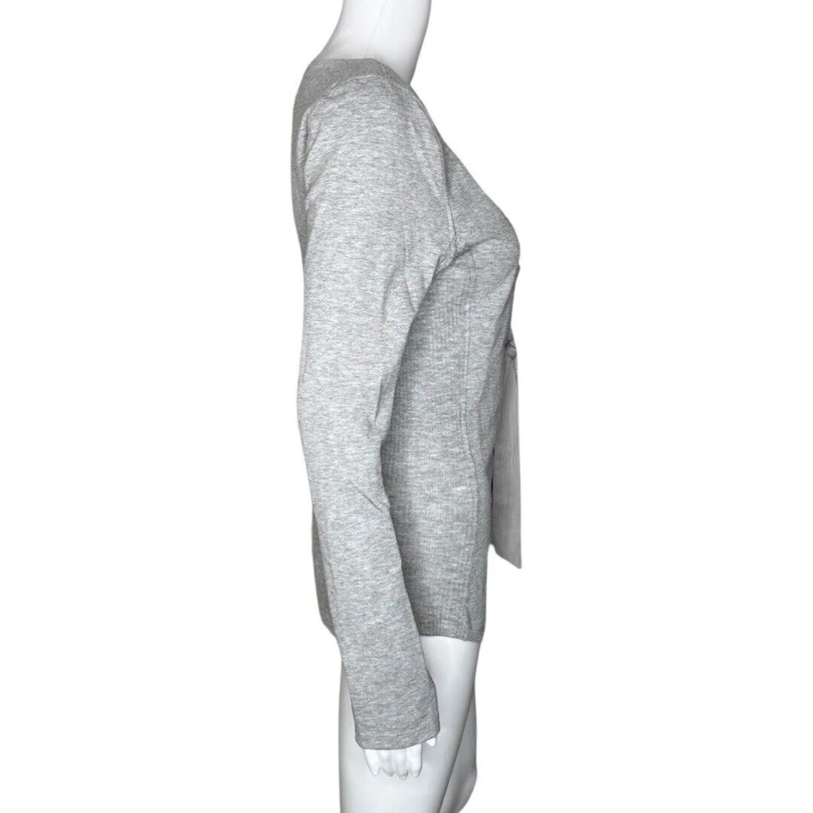 Free People Shirt Womens Medium Gray Looking Back Lace Up Updated‎ Basic Neutral - Image 2