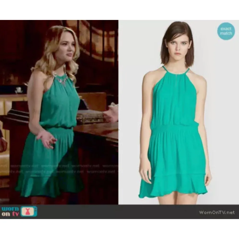 Parker Women's Nathan 100% Silk Halter Dress Laguna Blue Teal Size Small Wedding - Image 12